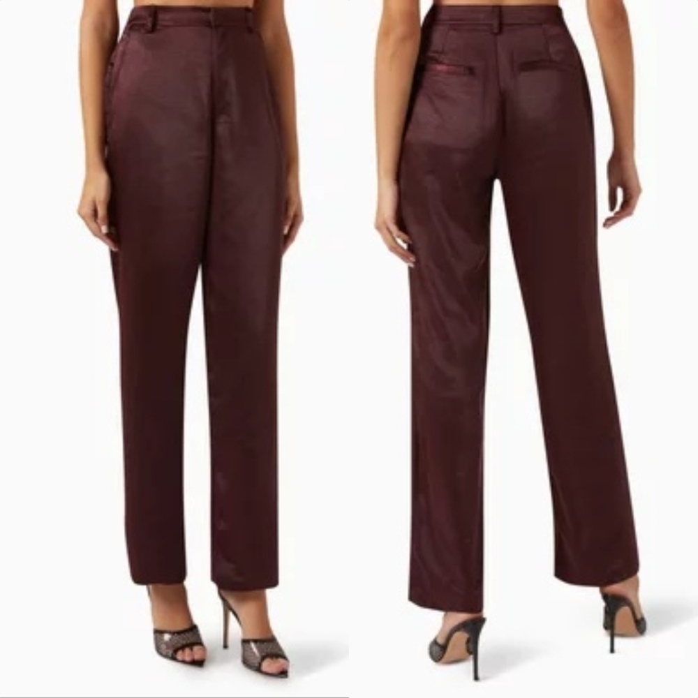 🆕️ Good American Straight Fit Satin Pants in Malbec Burgundy